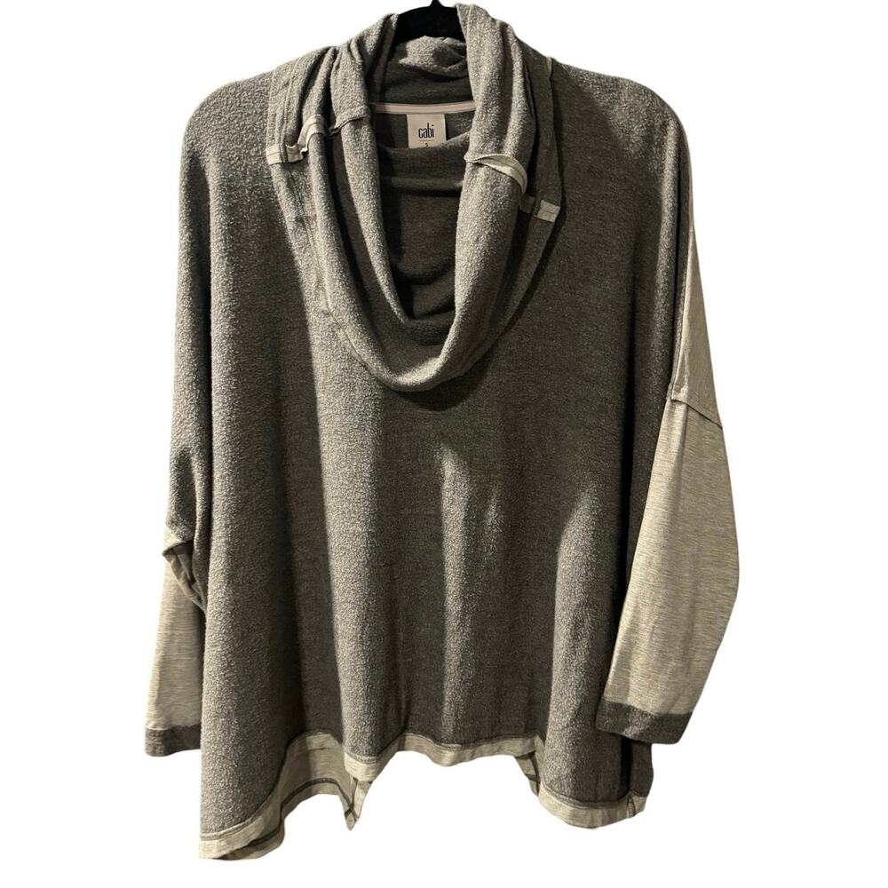 Cabi 3996 ATC Cowl Neck Pullover Sweatshirt Womens S Small Gray Oversized